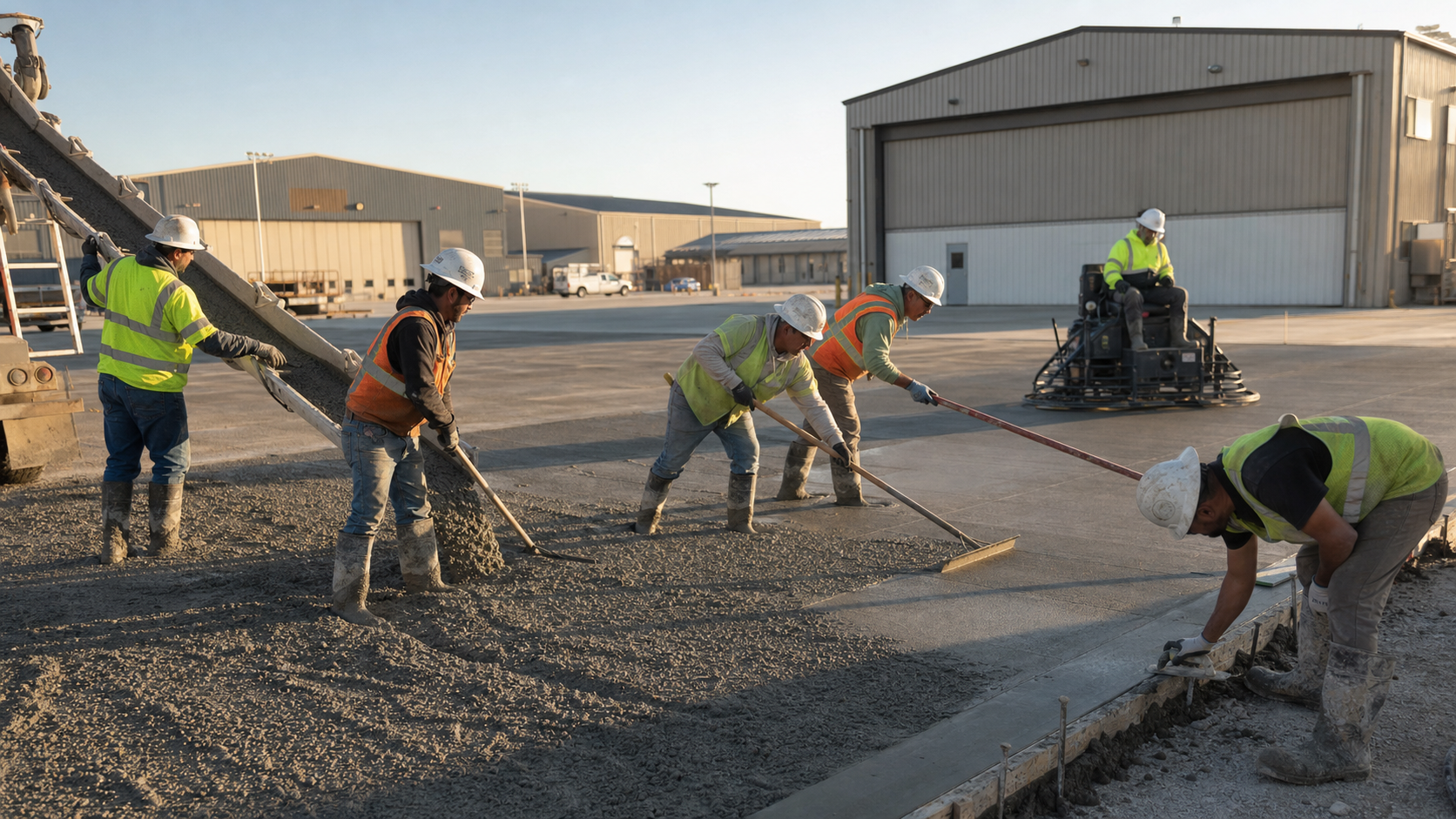 Concept image of heavy-duty concrete work at a controlled installation